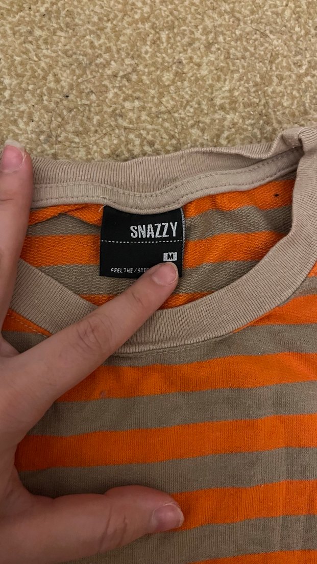 Turuncu Gri Çizgili Salaş Midi Kadın Gömlek - Görsel 2