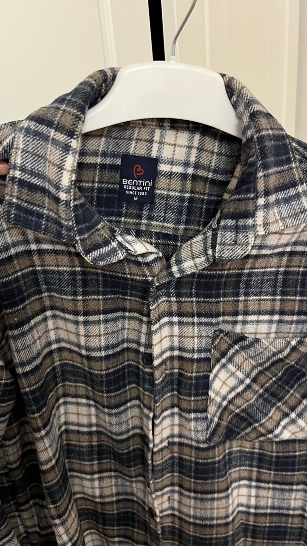 Gri Ekoseli Uzun Kollu Kadın Gömlek - Görsel 2