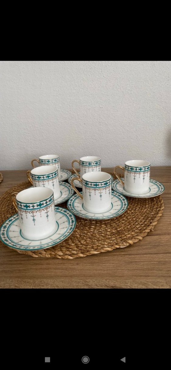 Turkuaz Desenli Altılı Kahve Fincanı Seti - Görsel 3