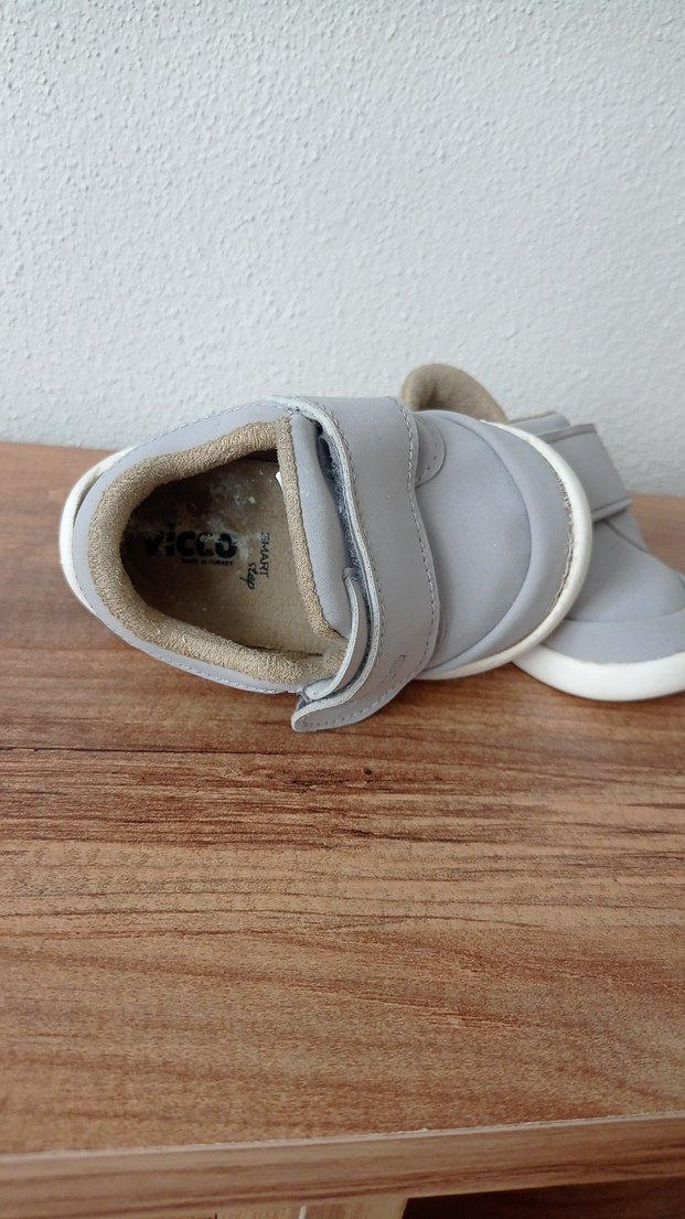Gri Erkek Bebek İlk Adım Ayakkabısı Velcro - Görsel 2
