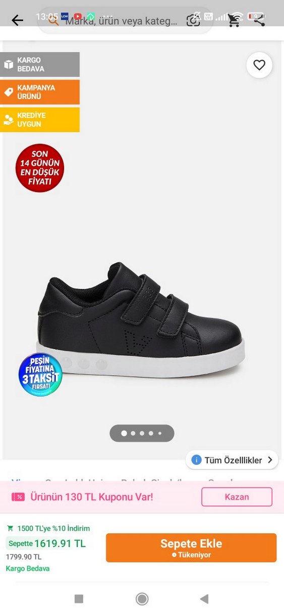 vicco Erkek Çocuk Siyah Cırt Cırtlı Spor Ayakkabı - Görsel 5