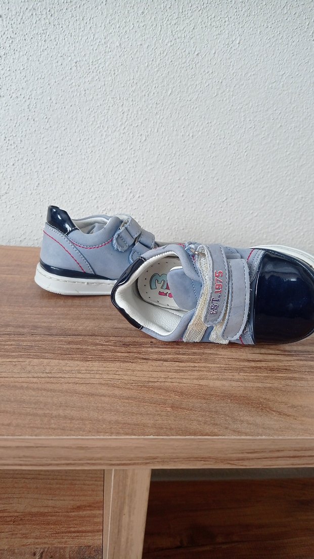 Mavi Gri Bağcıksız Erkek Bebek İlk Adım Ayakkabısı - Görsel 2