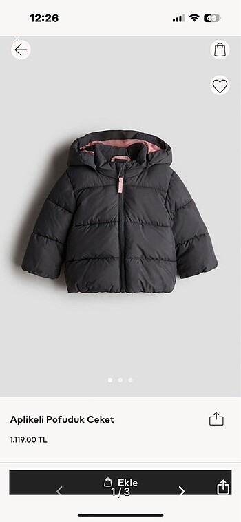 H&M bebek montu 12/18 ay