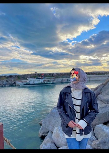 l Beden Drapeli Camel Deri Kadın Şal