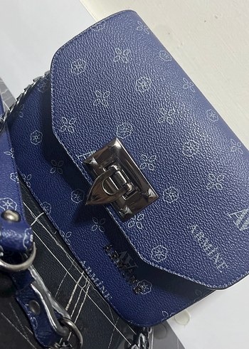 Armine Mavi Baskılı Deri Kadın Çanta