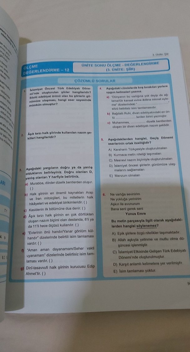 10. Sınıf Türk Dili ve Edebiyatı Soru Bankası - Görsel 2
