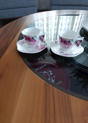 Beden beyaz Renk Renkli Kelebek Desenli Beyaz Kahve Fincanı Seti