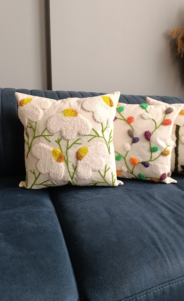 punch Nakışlı Bohem Dekoratif Yastık Kılıfı - Görsel 2