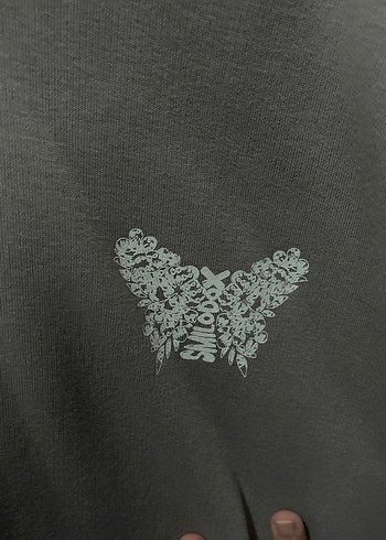 Diğer Gri Kapüşonlu Baskılı Kadın Sweatshirt