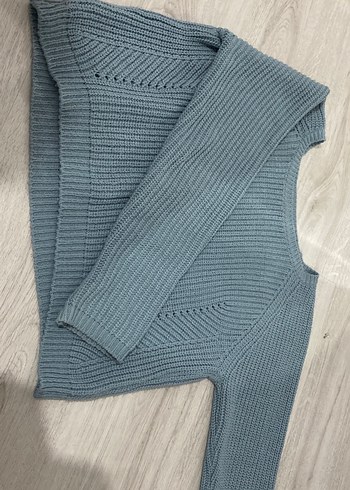 Kadın Gri Boğazlı Kısa Triko Kazak - Görsel 2