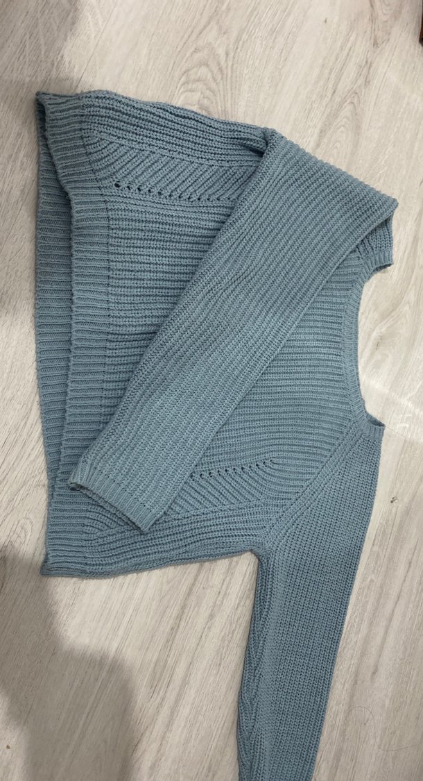 Kadın Gri Boğazlı Kısa Triko Kazak - Görsel 2