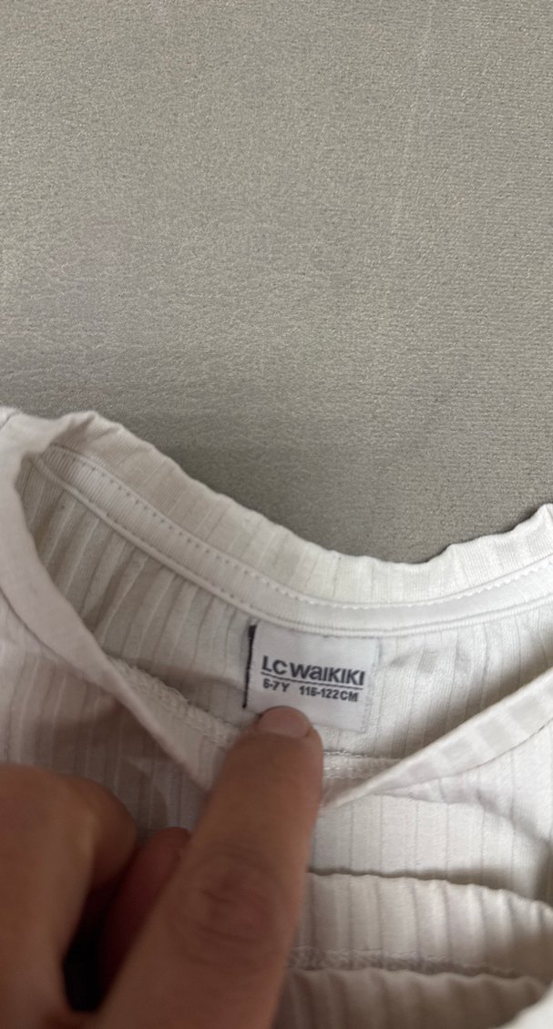 Kız Çocuk Beyaz Uzun Kollu Keten Tişört - Görsel 2