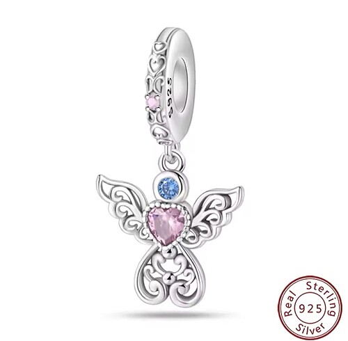 s925 Melek Kanatları Kalp Charm