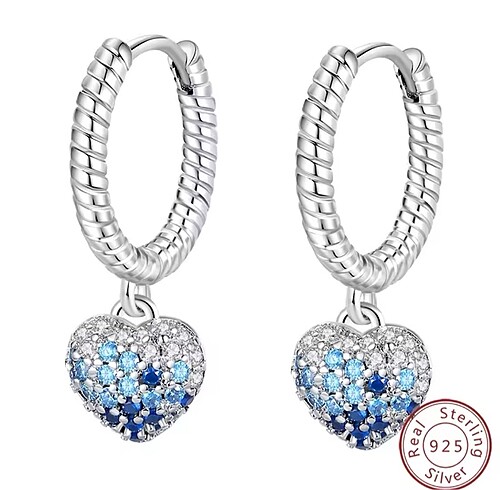 Pandora s925 Mavi Beyaz Taşlı Küpe