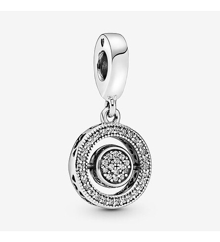 s925 Dönen Yuvarlak Taşlı Charm