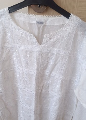 xl Beden Uzun Kollu Beyaz Bluz