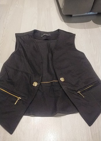 Düğmeli Siyah Kadın Yelek - Görsel 3