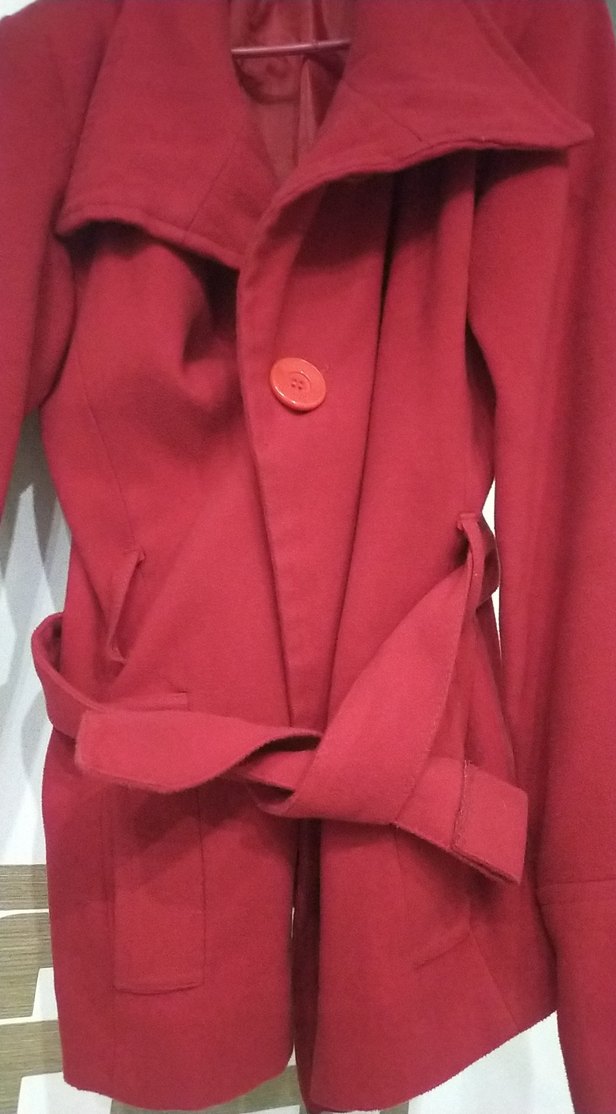 Kırmızı düğmeli kaban - Görsel 3