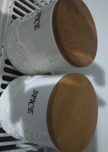 Beyaz Seramik Baharat Kavanozları bambu kapaklı Acar marka - Görsel 2