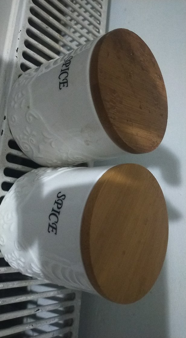 Beyaz Seramik Baharat Kavanozları bambu kapaklı Acar marka - Görsel 2