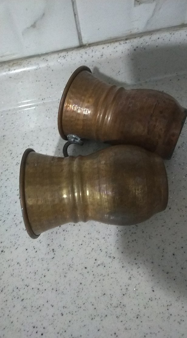 Bakır Görünümlü Parlak Kahverengi Kulplu Bardaklar 2 adet - Görsel 3