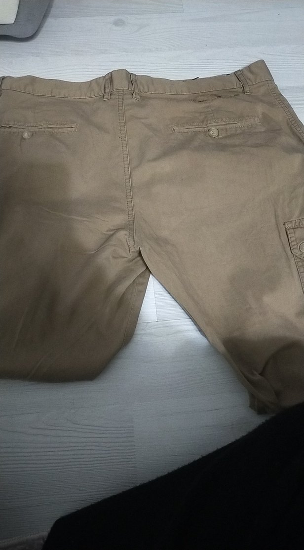 Bej Keten kargo pantolon - Görsel 4