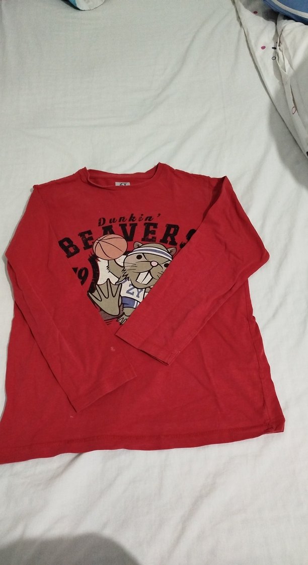 Erkek Çocuk Kırmızı Uzun Kollu Baskılı Tişört - Görsel 2