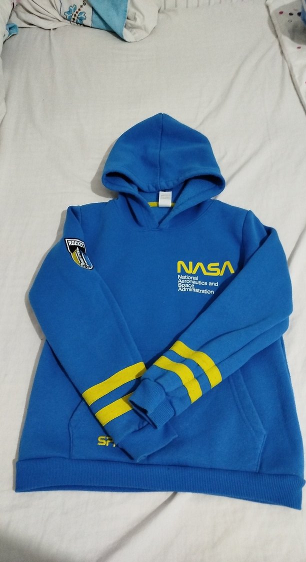 Erkek Kapüşonlu Mavi NASA Sweatshirt - Görsel 2
