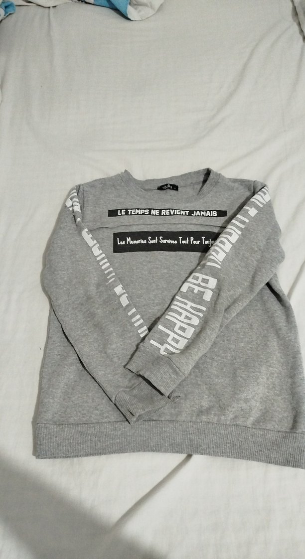 Gri Baskılı Uzun Kollu Salaş Sweatshirt - Görsel 2