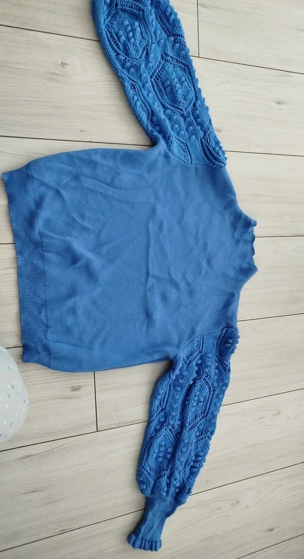 Bohem Mavi Örgü Kadın Kazak - Görsel 2