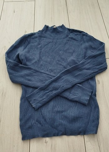 Kadın Mavi Triko Balıkçı Yaka Kazak - Görsel 2