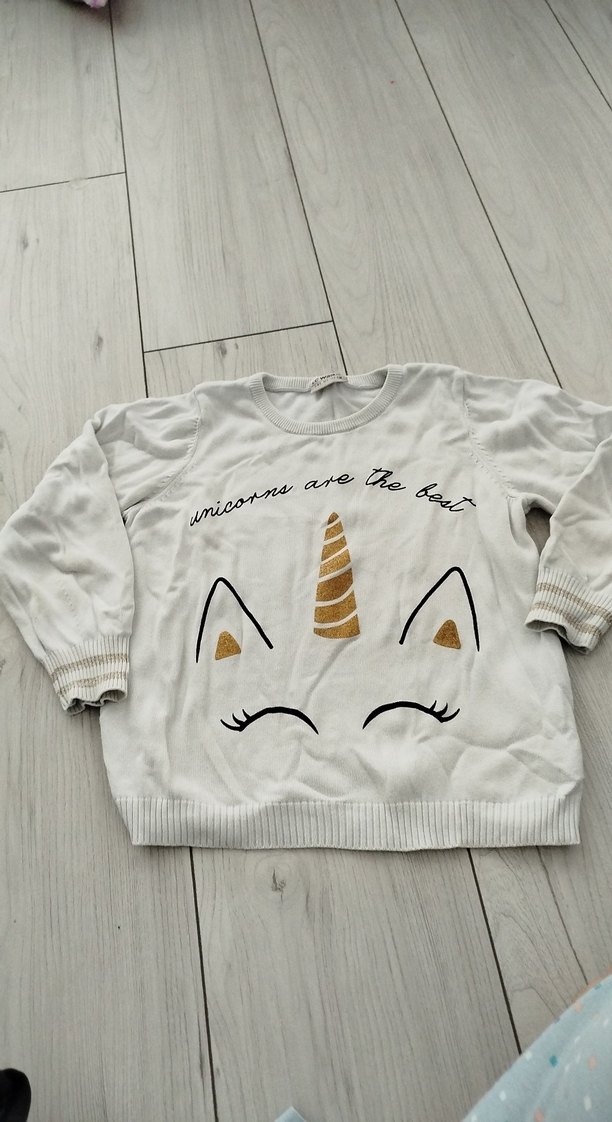 Kız Çocuk Beyaz Unicorn Baskılı Sweatshirt - Görsel 2