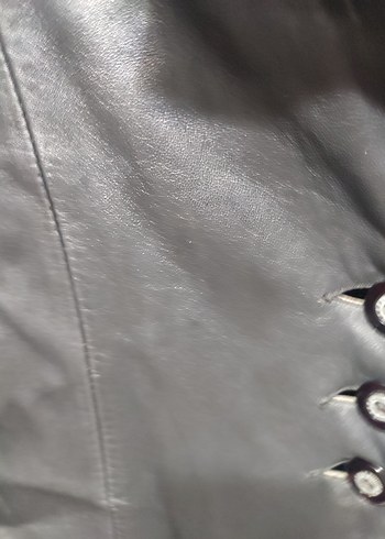 Düğmeli Siyah Deri Kadın Ceket sunı derı değıl - Görsel 4