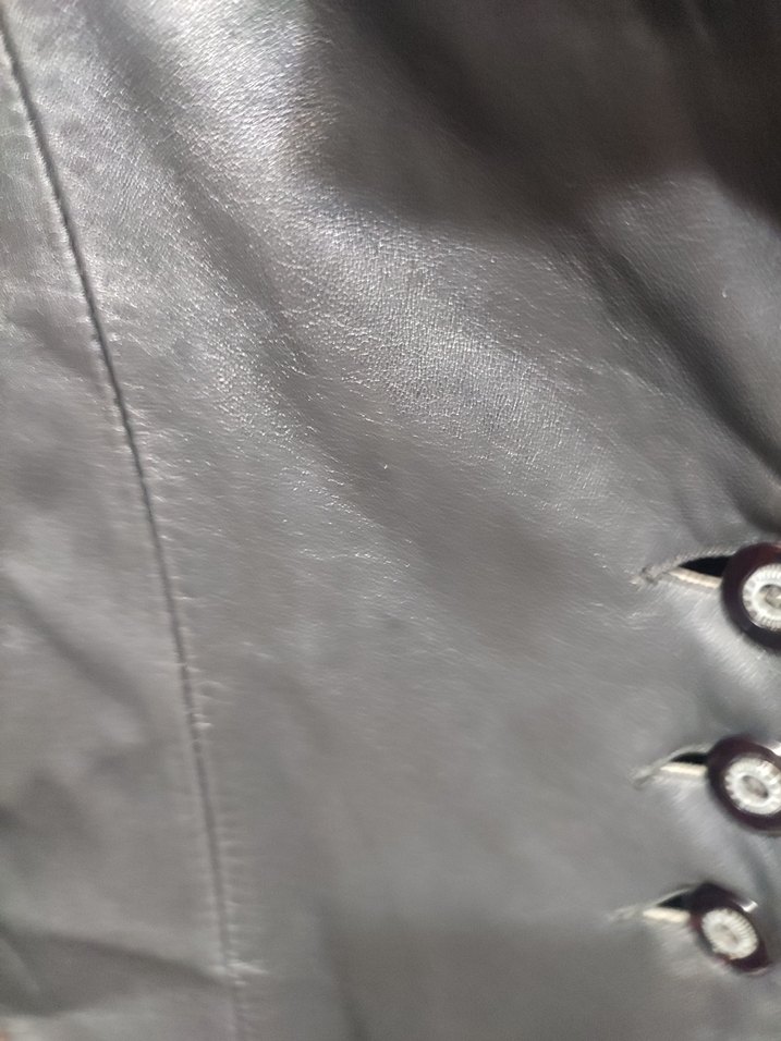 Düğmeli Siyah Deri Kadın Ceket sunı derı değıl - Görsel 4