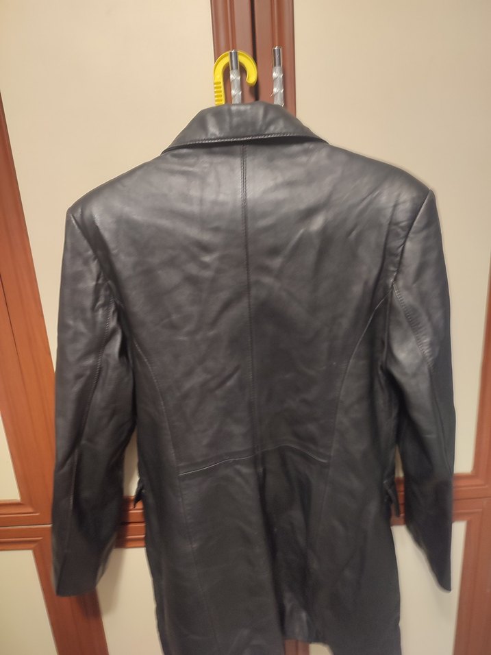 Düğmeli Siyah Deri Kadın Ceket sunı derı değıl - Görsel 2