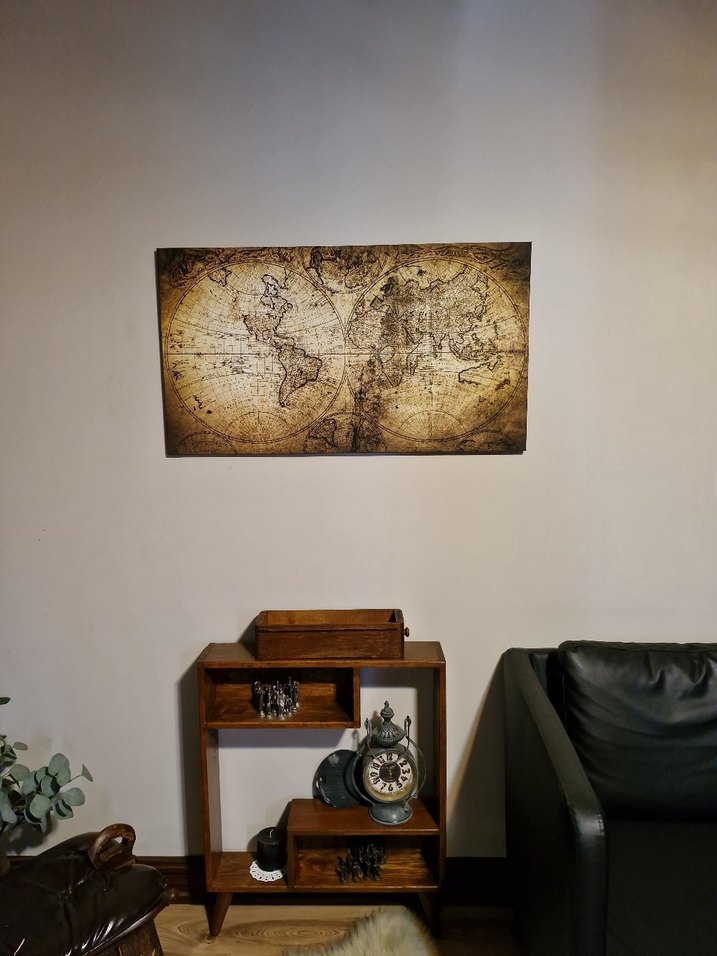 Canvas Bej Renkli Eski Dünya Haritası - Görsel 4