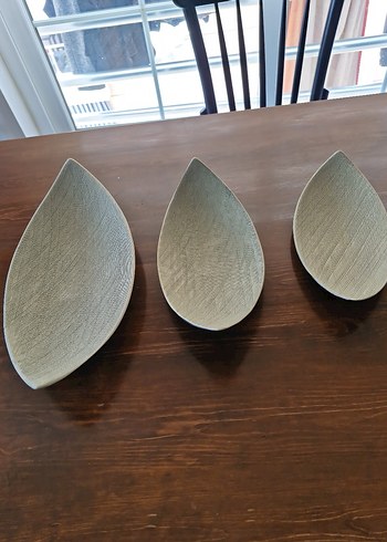 Bej Gri Çağdaş Yaprak Tabak Seti - Görsel 8