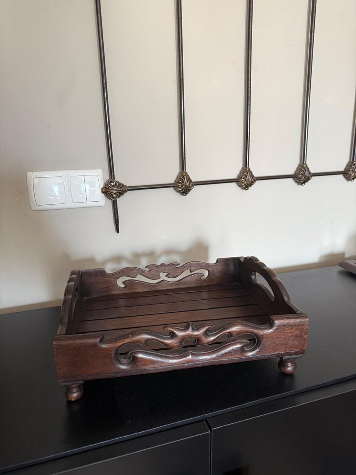 Masif ahşap dekoratif tepsi. - Görsel 5