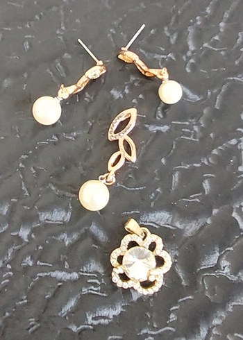 Altın Renkli Boncuklu Çiçek Desenli Kadın Takı Seti - Görsel 9