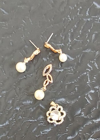 Altın Renkli Boncuklu Çiçek Desenli Kadın Takı Seti - Görsel 8