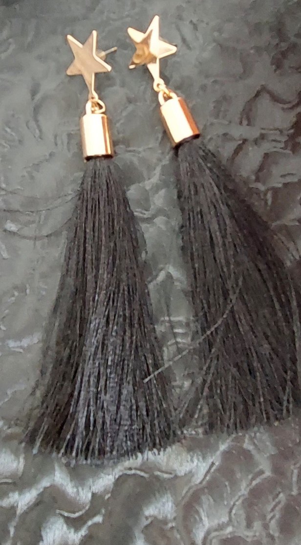 Püsküllü Siyah Gotik Kadın Takı Seti - Görsel 2