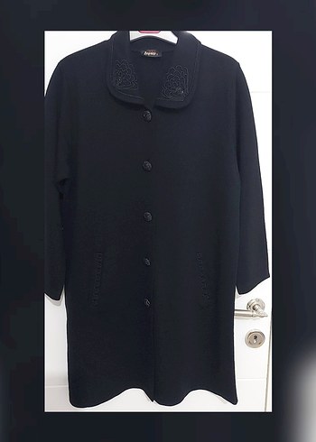 Siyah Düğmeli Kadın Midi Klasik Hırka - Görsel 3