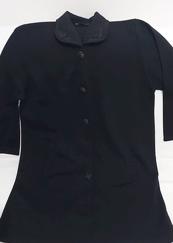 Siyah Düğmeli Kadın Midi Klasik Hırka - Görsel 4