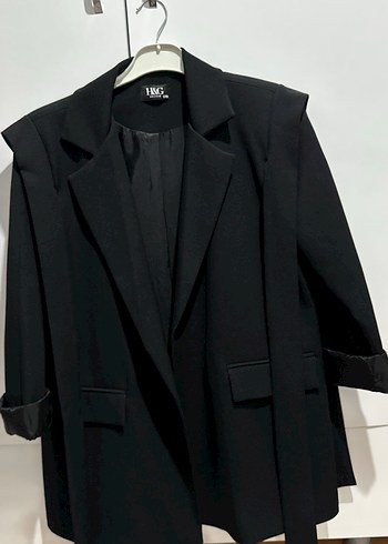 universal Beden siyah Renk Siyah Uzun Kadın Blazer Ceket