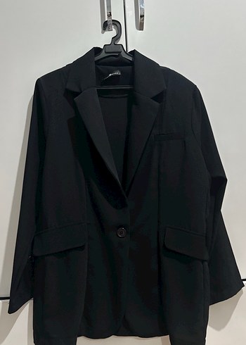Siyah Kadın Midi Blazer Ceket