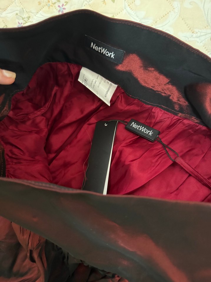 Bordo Drapeli Midi Hamile Etek - Görsel 2