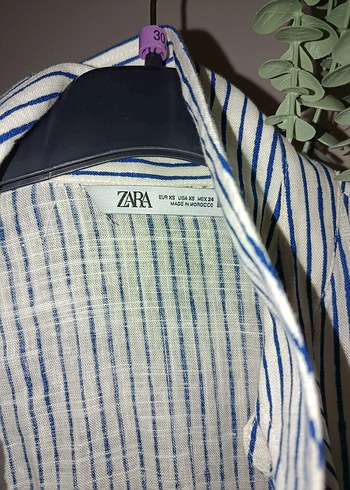 Düğmeli Çizgili Beyaz Denim Kadın Gömlek - Görsel 2