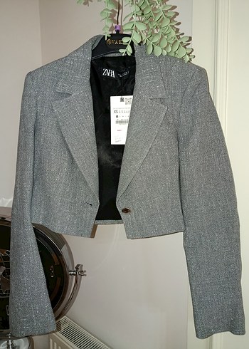 Zara Gri Düğmeli Kadın Blazer Ceket