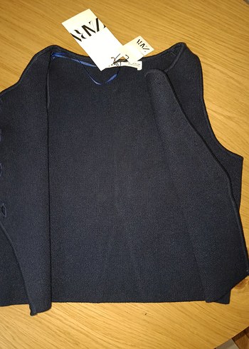 Düğmeli Lacivert Kadın Yelek - Görsel 2