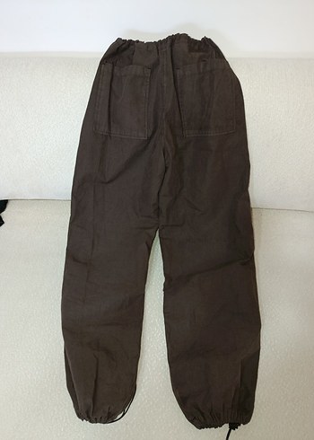 Kadın Kahverengi Keten Bol Kesim Kemerli Pantolon - Görsel 3